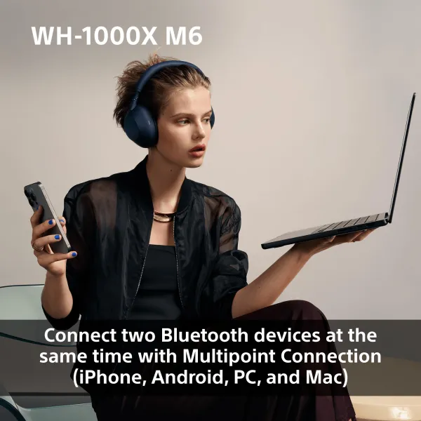Наушники беспроводные BT 5.3, ANC, Hi-Res, AAC, LDAC, LC3, Mic, розовые Sony (WH1000XM6P.E) - Фото 8