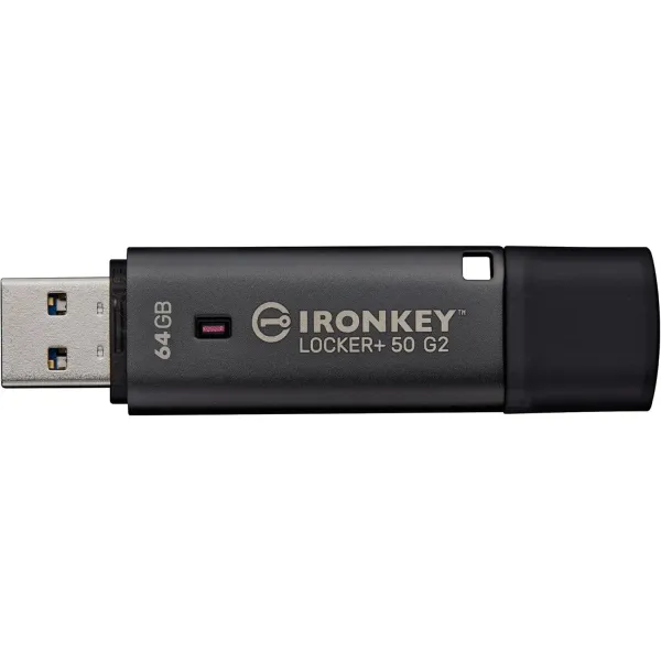 Накопитель USB 3.2 Type-A Gen1, 64GB, IronKey Locker+ 50 G2 Kingston (IKLP50G2/64GB)