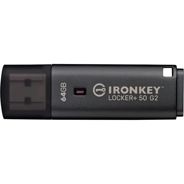 Накопитель USB 3.2 Type-A Gen1, 64GB, IronKey Locker+ 50 G2 Kingston (IKLP50G2/64GB) - Фото 1