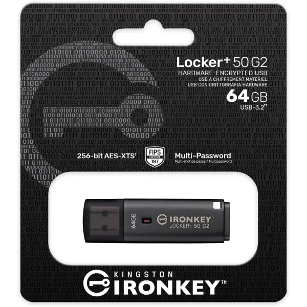 Накопитель USB 3.2 Type-A Gen1, 64GB, IronKey Locker+ 50 G2 Kingston (IKLP50G2/64GB) - Фото 3