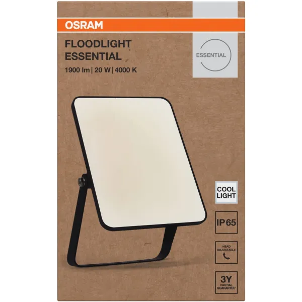 Прожектор Essential 20Вт, 1900Лм, 4000K, чорний Osram (4099854429736) - Фото 2