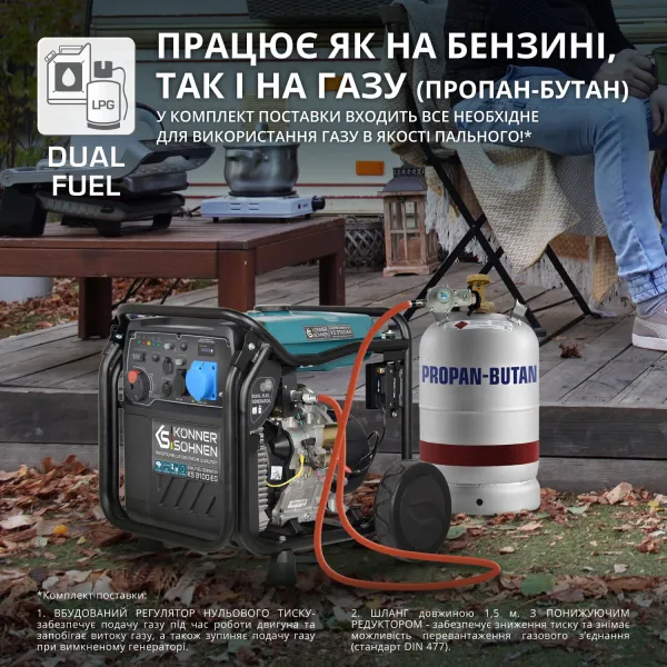 Генератор газобензиновий інверторний 230/400В, 8-8.5кВт Konner&Sohnen (KS8100IEG1/3) - Фото 4