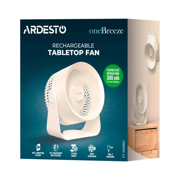 Вентилятор OneBreeze 14см, бежевий ARDESTO (FT-M55BG) - Фото 9