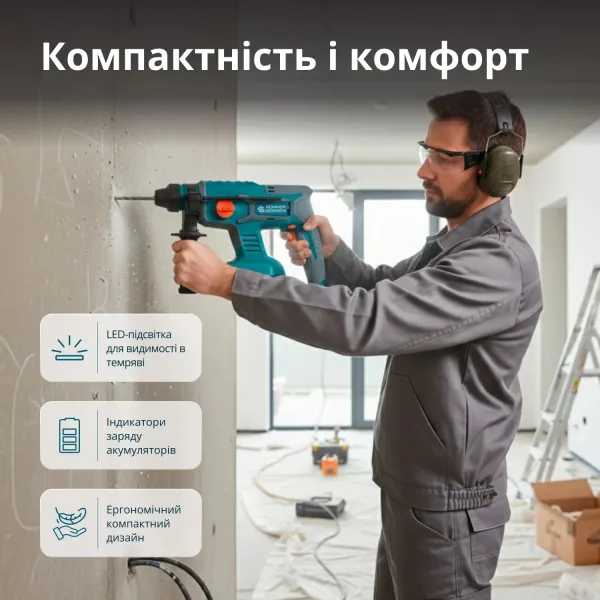 Набор шуруповерт, шлифмашина угловая, перфоратор 20В Konner&Sohnen (KSRHAGD20VSET3PLUS) - Фото 5