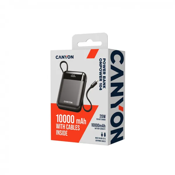 Аккумулятор внешний Power Bank 10000 mAh OnPower 104, чёрный Canyon (CNS-CPB104B) - Фото 3