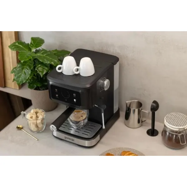 Кофеварка рожковая 1.5л, черный Gorenje (ESCM15CDB) - Фото 2