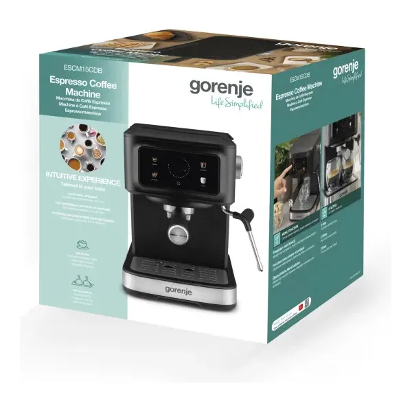 Кофеварка рожковая 1.5л, черный Gorenje (ESCM15CDB) - Фото 11