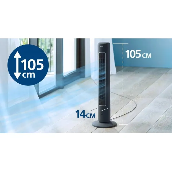 Вентилятор колонний 110см, 40Вт, сірий Philips (CX5535/11) - Фото 9