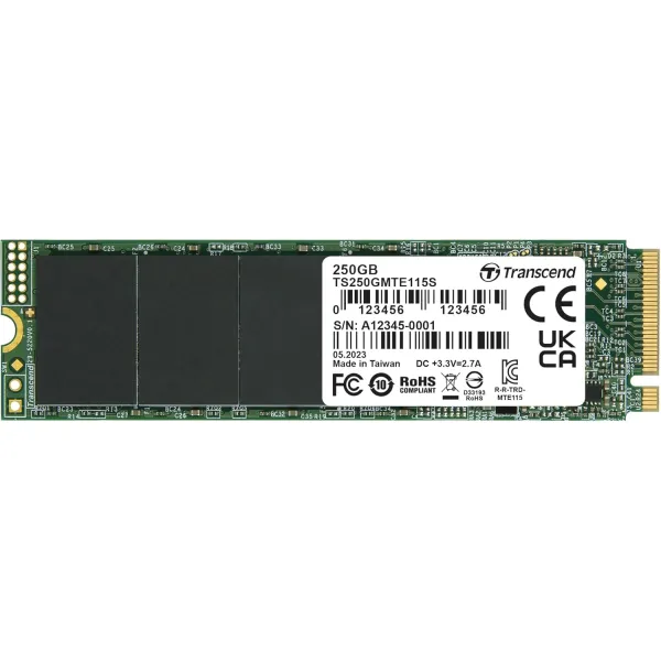 Накопитель SSD M.2 250GB PCIe3.0 Transcend (TS250GMTE115S)