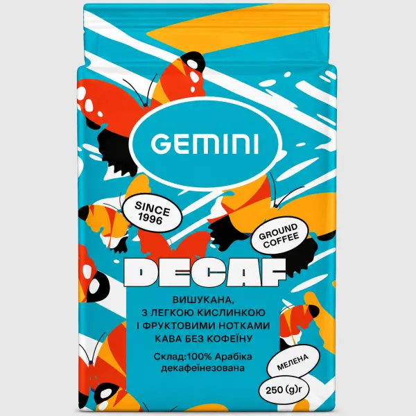 Кофе молотый 250 г, Decaffeinato Gemini (gm.32083)