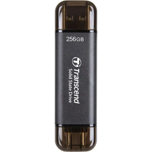 Портативний  SSD 256GB USB 3.1 Gen 2 Type-A + Type-C ESD310 чорний Transcend (TS256GESD310C)