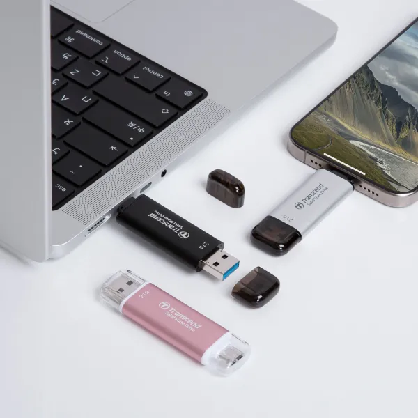 Портативний  SSD 256GB USB 3.1 Gen 2 Type-A + Type-C ESD310 чорний Transcend (TS256GESD310C) - Фото 7