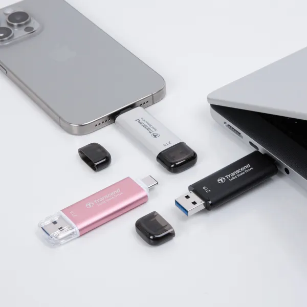 Портативний  SSD 256GB USB 3.1 Gen 2 Type-A + Type-C ESD310 чорний Transcend (TS256GESD310C) - Фото 8