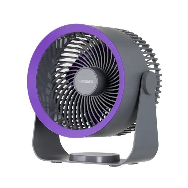 Вентилятор аккумуляторный OneBreeze 14см, USB-A Type-C, серый ARDESTO (FT-M55GR) - Фото 1