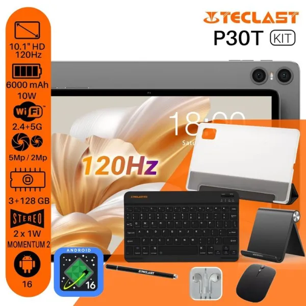 Планшет P30T KIT 10,1" 3ГБ, 128ГБ, 6000мА•ч, Android, сірий Teclast (6940709680254) - Фото 12
