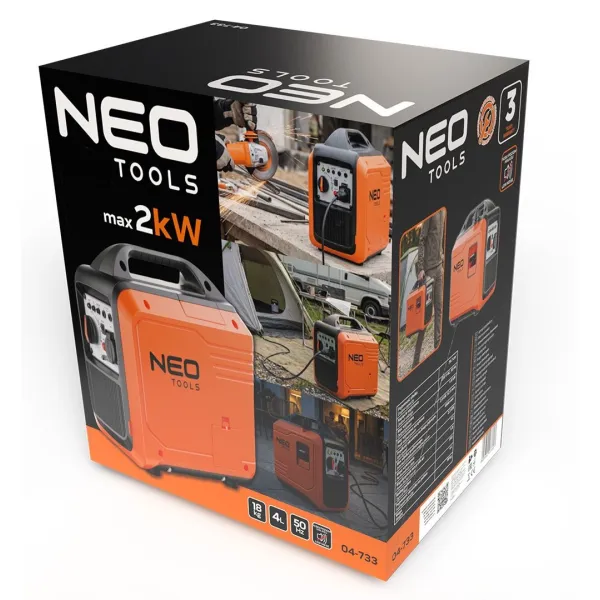 Генератор бензиновий інверторний 230В, 1.8/2.0кВт Neo Tools (04-733) - Фото 8