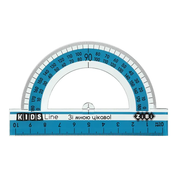 Транспортир 100 мм, з блакитною смужкою, блістер, KIDS Line ZiBi (ZB.5640-14) - Фото 1